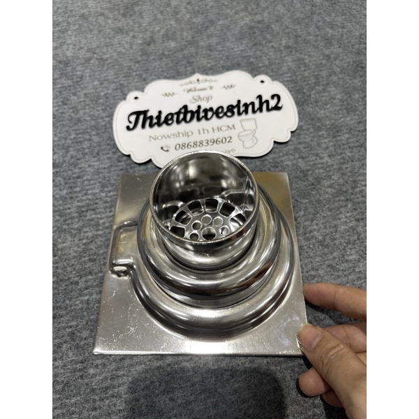 Phễu thoát sàn cao cấp inox304, nắp bản lề, chống hôi, lược rác