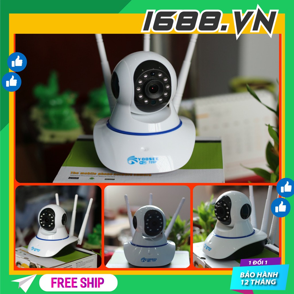 camera wifi Yoosee HD720P, camera wifi 3 anten siêu nét 2020 hỗ trợ thẻ nhớ