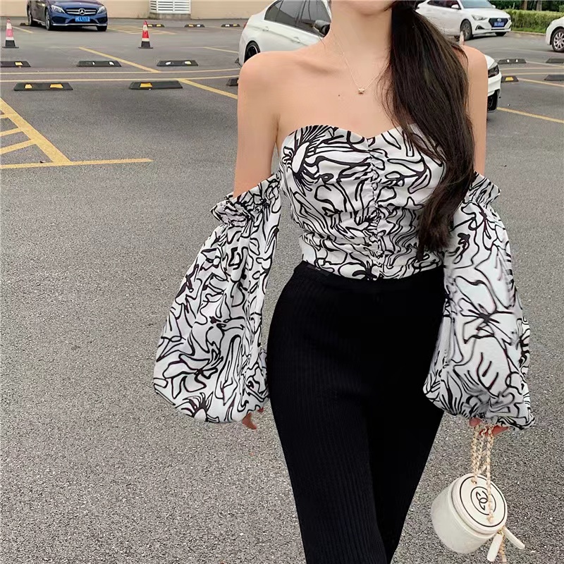 Áo Ngắn Trễ Vai Phong Cách Retro Thời Trang Mùa Hè Quyến Rũ Cho Nữ