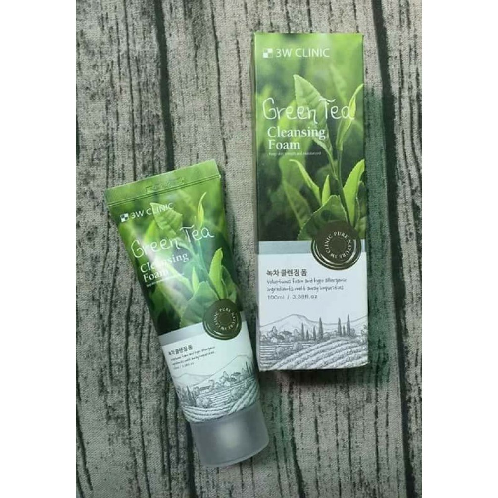 Sữa rửa mặt trà xanh làm sạch da ngăn ngừa mụn 3W Clinic Green Tea Foam Cleansing 100ml _ 3W Clinic Chính Hãng | BigBuy360 - bigbuy360.vn