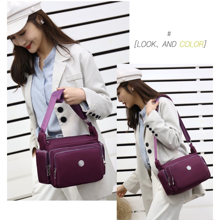 TÚI ĐEO CHÉO NỮ VẢI DÙ OXFORD CHỐNG THẤM NƯỚC, CHỐNG XƯỚC CAO CẤP SIZE 24CM TUI-09
