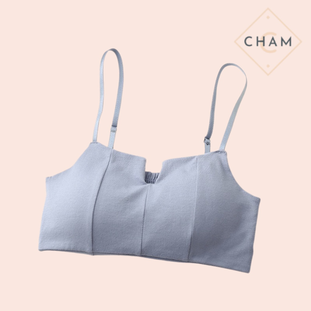 Áo ngực không gọng nhún lưng, áo bra 2 dây bánh bèo cao cấp + kèm mút xẻ ngực xinh xắn