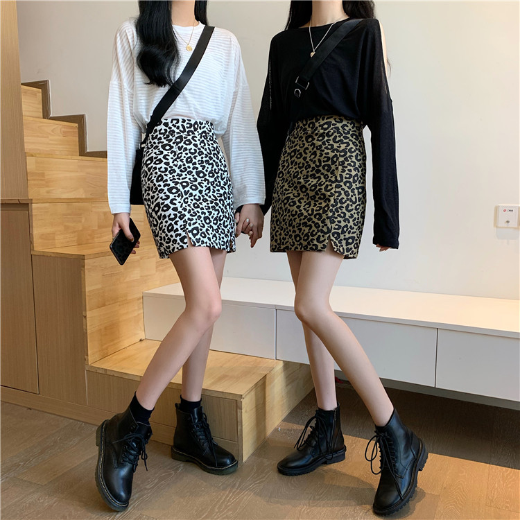 Chân váy chữ A 
XIAOZHAINV lưng cao họa tiết da báo phong cách retro Hàn Quốc thời trang cho nữ | BigBuy360 - bigbuy360.vn