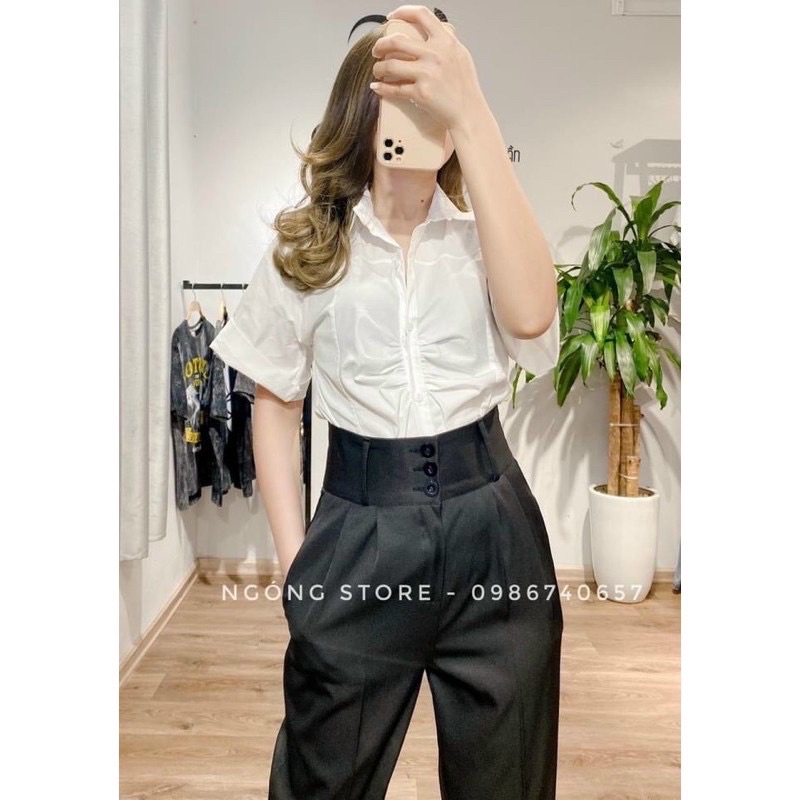 quần cạp cao baggy đen ( combo 270k live)