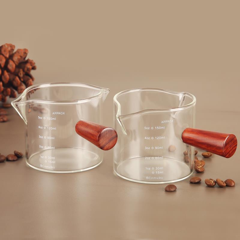 Cốc Thủy Tinh Uống Nước/Cà Phê/Sữa Đế Gỗ Không Phai Màu 150Ml