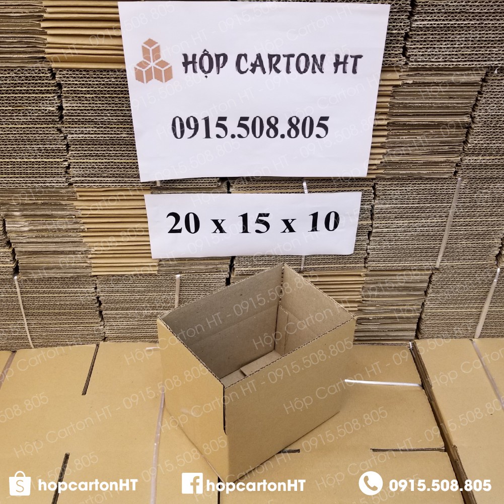 Combo 10 hộp carton đóng hàng 20x15x10 đựng phụ kiện, mỹ phẩm, đồ gia dụng tiện lợi giá gốc tận xưởng - Hộp Carton HT
