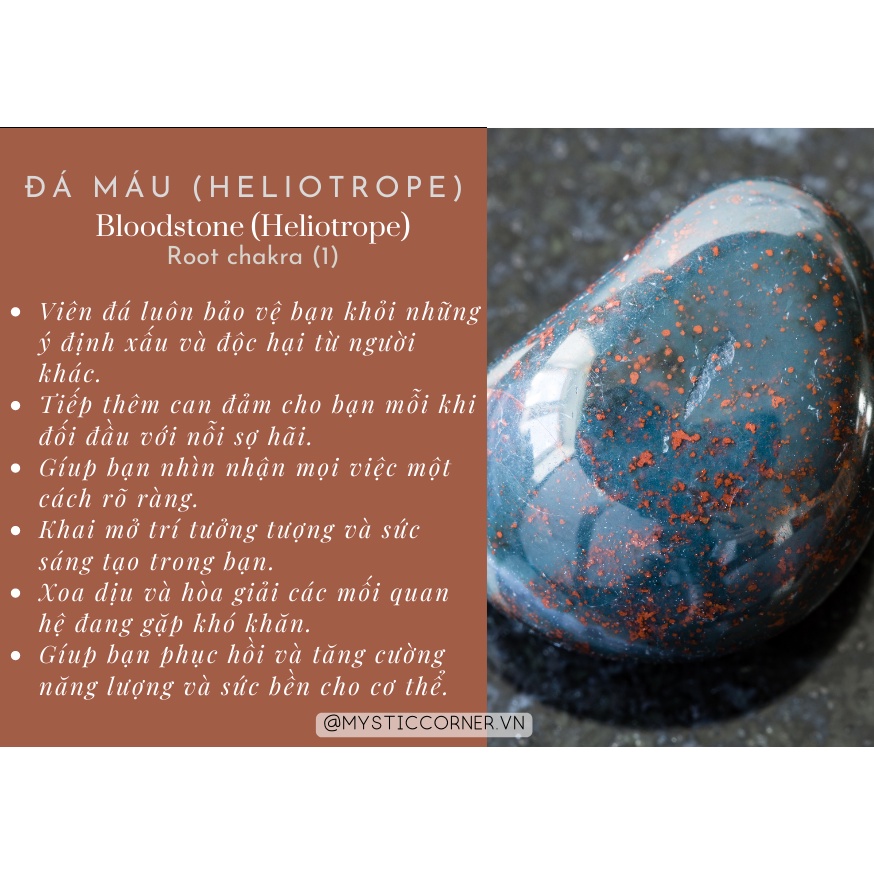 Trụ đá Bloodstone (huyết ngọc) dùng trong năng lượng, reiki, Tarot, phong thủy