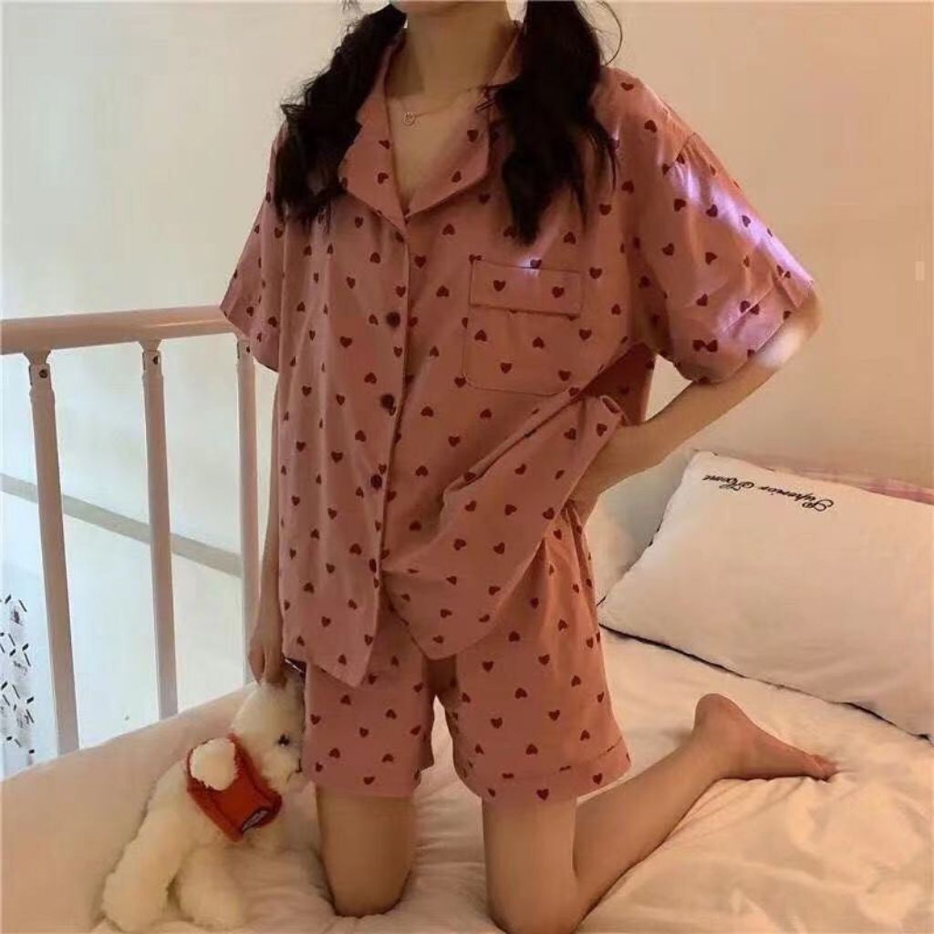 Bộ ngủ nữ Pijama  lụa ngắn tay hoạt hình ullazang mặc ở nhà mùa hè phong cách hàn quốc-BNN01