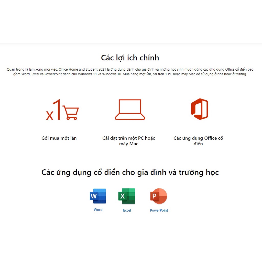 [Mã ELHP12 giảm 12% đơn 500K] Phần mềm Microsoft Office Home & Student 2021 Chuyển được máy tính khác