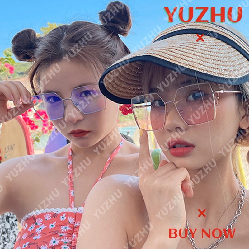 Kính Mát Gọng Kim Loại Tròng Vuông Màu Gradient Thời Trang Cho Nữ