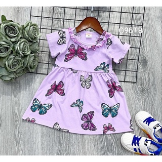 Váy bé gái chất cotton vnxk cổ bèo dáng babydoll siêu đẹp 096