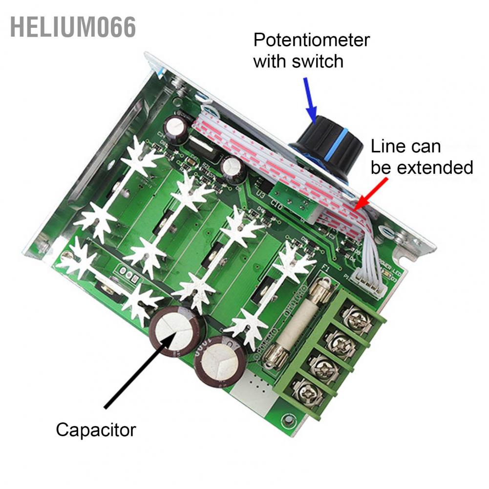 Helium066 Helium066 DC12V ‑ 50V Bộ điều khiển tốc độ động cơ DC PWM chuyên nghiệp Vỏ kim loại chỉnh 30A