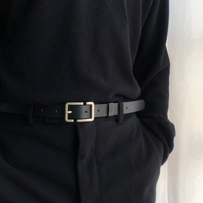 Thắt Lưng Nam Nữ DG Mặt Vuông Màu Đen Đẹp - Dây Lưng Nam Nữ Unisex Mặt Kim Loại Da PU Hàn Quốc - DG - Maxshopdoc