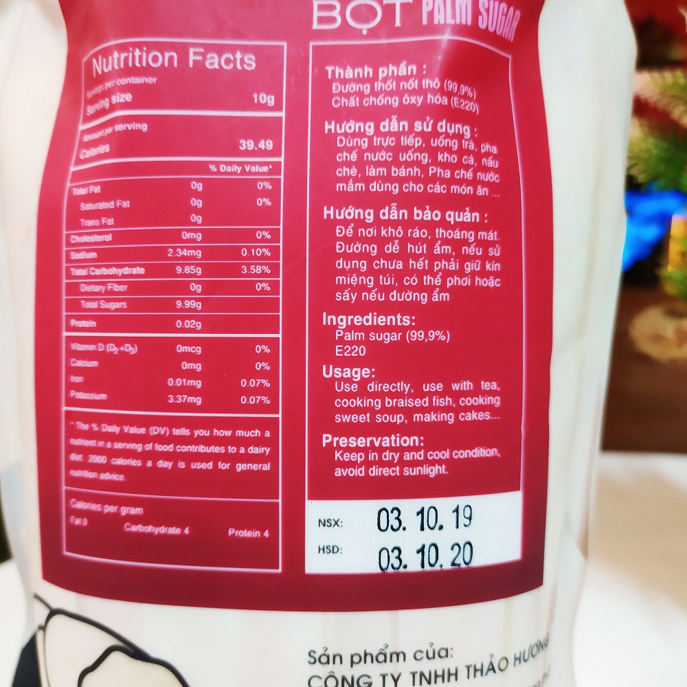 [ĐẶC SẢN AN GIANG] Combo 2 túi Đường thốt nốt bột hữu cơ hiệu Thảo Hương (thơm mịn, không vón cục, bảo quản lâu 1 năm) | BigBuy360 - bigbuy360.vn