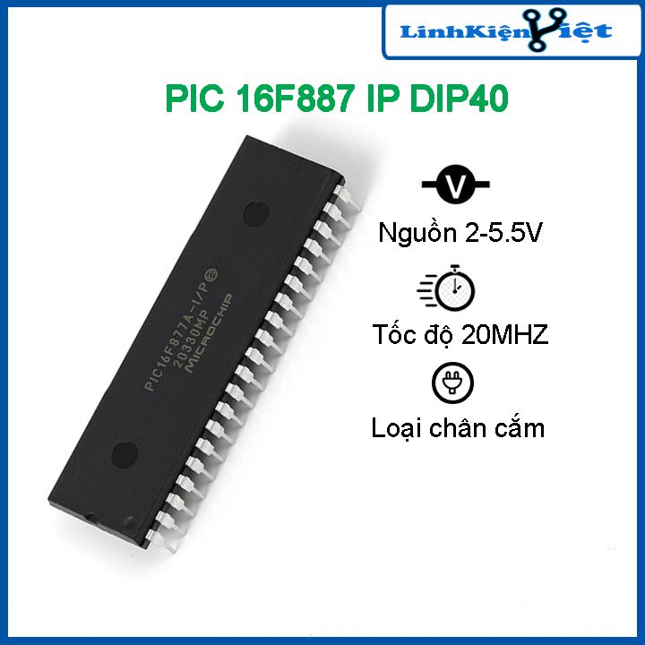 Vi điều khiển PIC 16F887-I/P DIP40