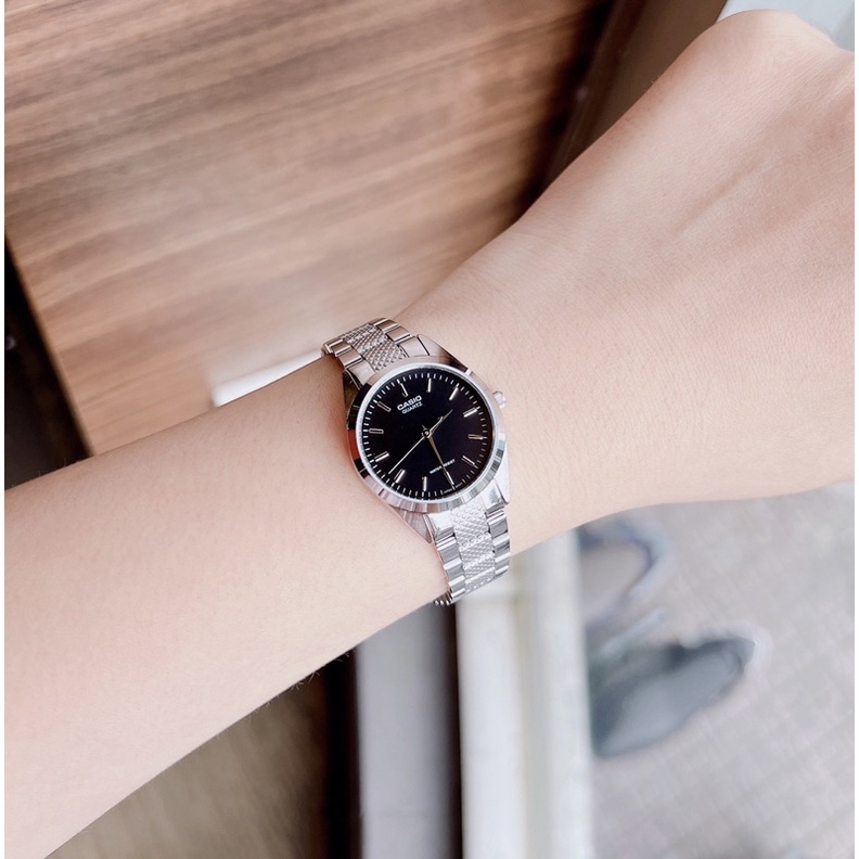 Đồng hồ nữ tay nhỏ Casio LTP 1274D Dây thép mặt đen-trắng Bảo hành 1 năm Hyma watch