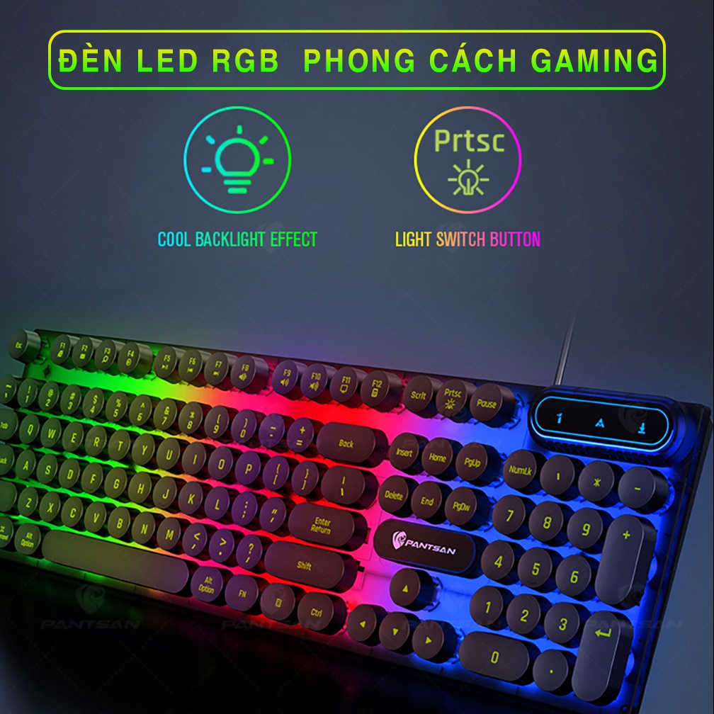 Bàn phím giả cơ PK100 có dây nút tròn LED chống nước chuyên game, văn phòng | BigBuy360 - bigbuy360.vn