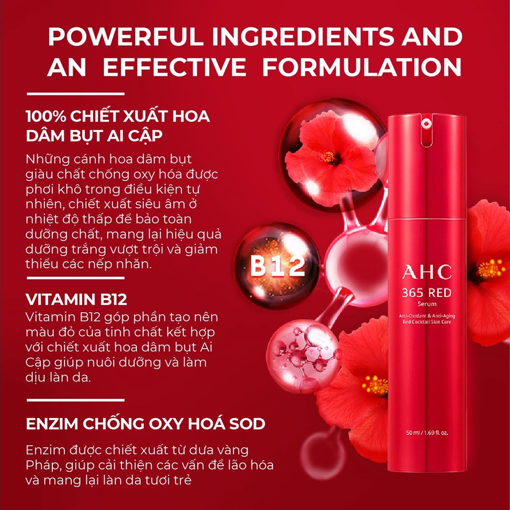 Tinh chất chống lão hóa và làm sáng da ⭐ AHC ⭐ 365 RED SERUM 10ml