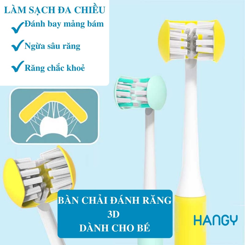 Bàn chải đánh răng trẻ em đầu chải 3D LEYUYO ba chiều làm sạch sâu