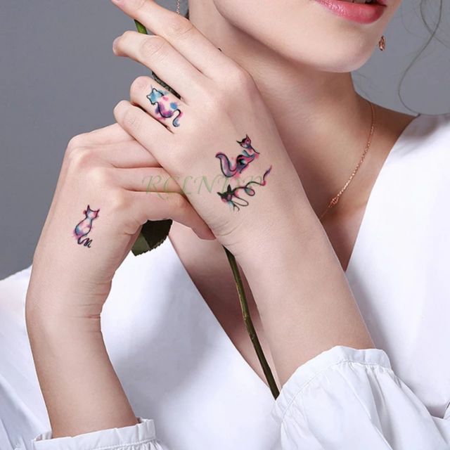 Hình xăm mèo ma thuật a13. Xăm dán tatoo mini tạm thời, size &lt;10x6cm