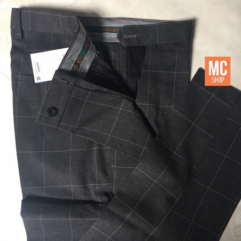 Quần tây nam kẻ karo dáng ôm vải cotton mềm mát, quần dáng âu 2 màu ghi tối và ghi sáng dễ dàng phối đồ, dáng côn [VNXK] | BigBuy360 - bigbuy360.vn