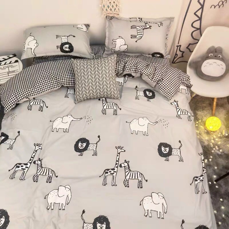 bộ chăn ga gối cotton poly mẫu dễ thương ,luis bedding chăn ga hàn quốc(Miễn phí bo chun theo kích thước)