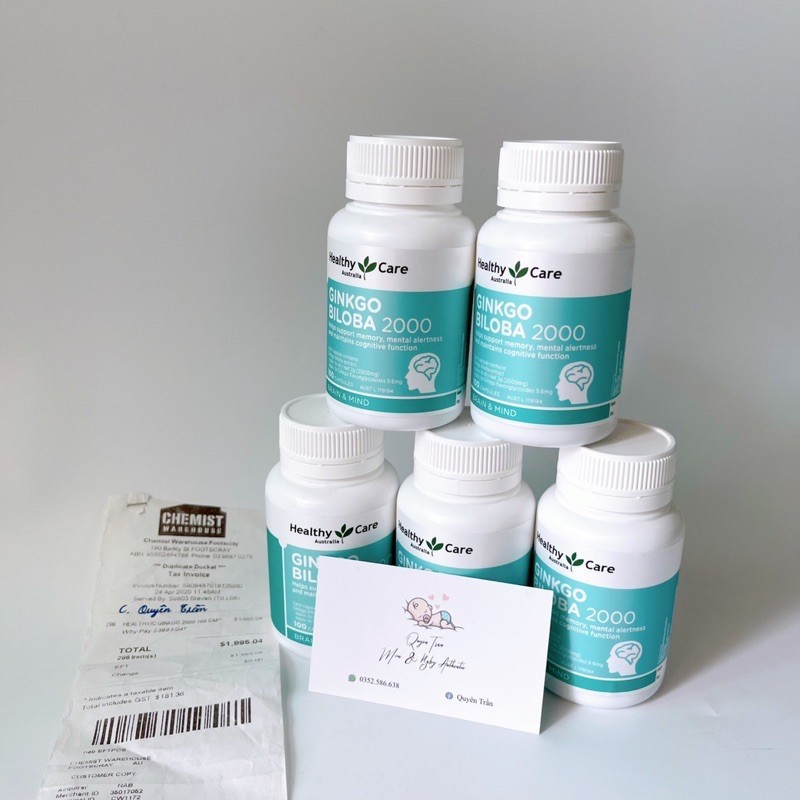BỔ NÃO GINKGO BILOBA 2000mg Heathy Care hàng Nội Địa ÚC hộp 100 viên | Thế Giới Skin Care