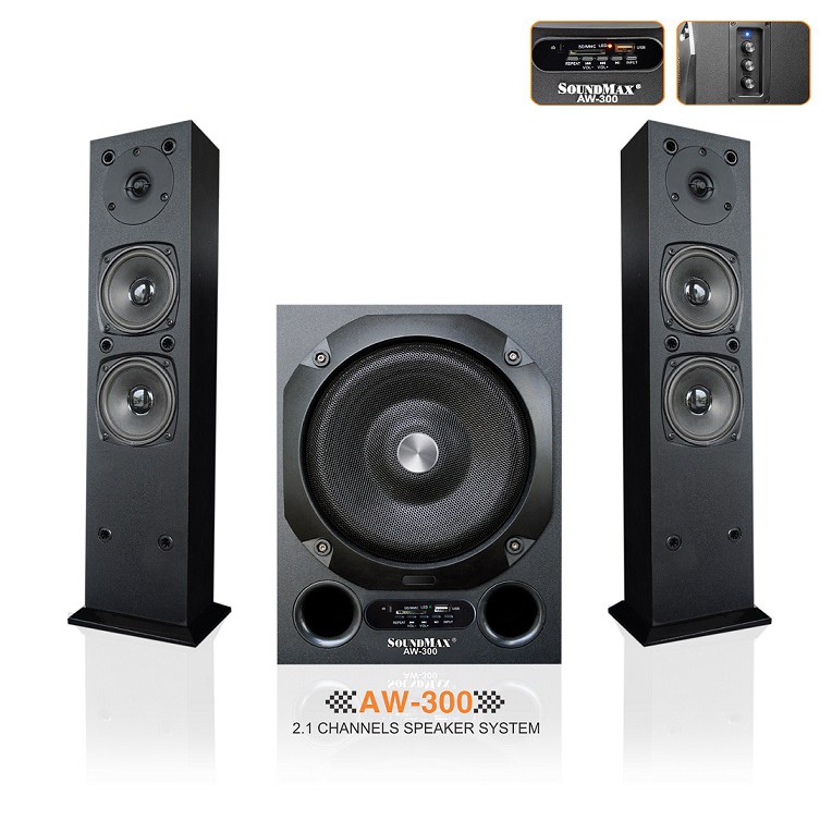 Loa SOUNDMAX AW300 Bluetooth  80W hỗ trợ USB, thẻ nhớ, có điều khiển từ xa-Hàng Chính Hãng