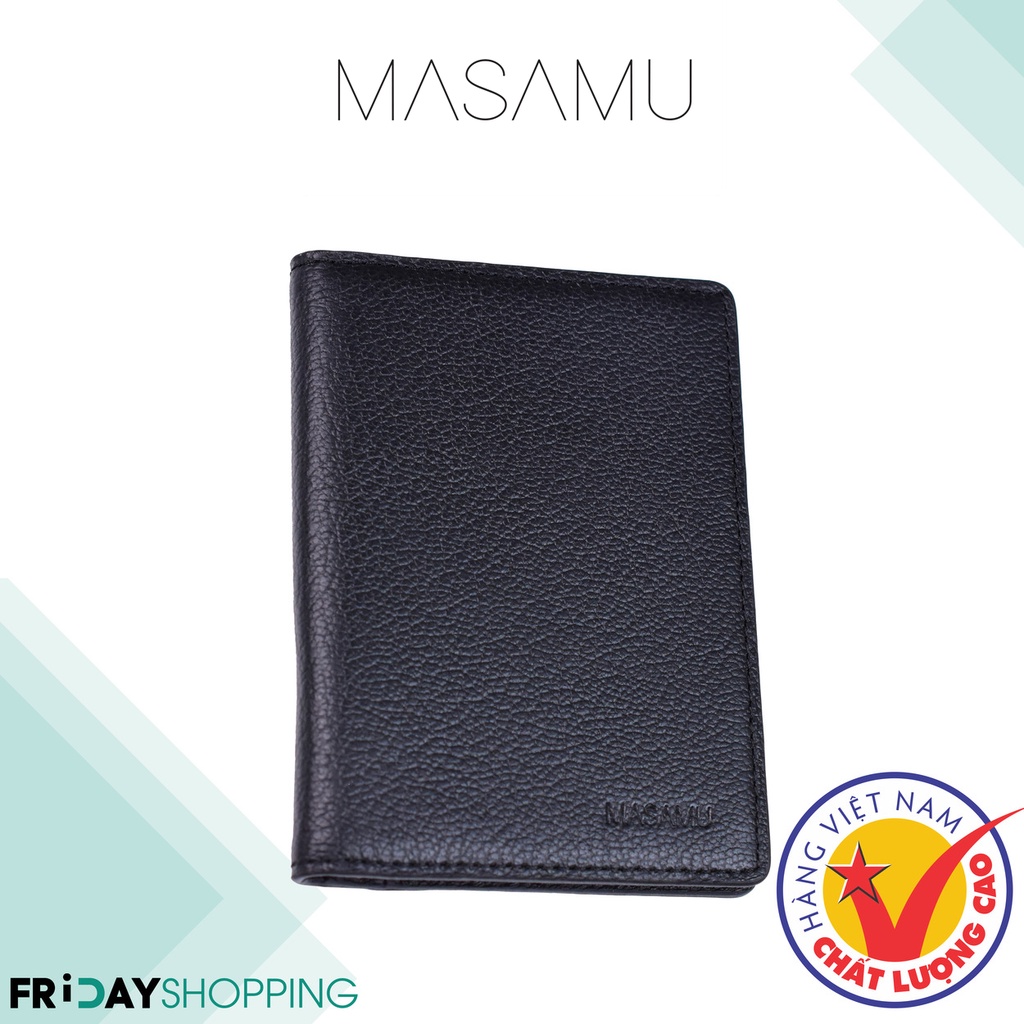 Ví da bò đựng card Masamu màu đen