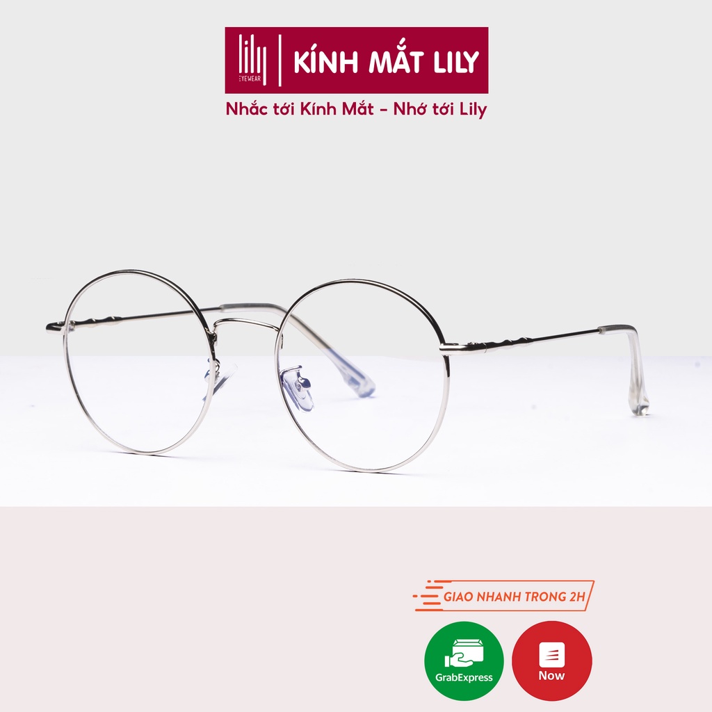 Gọng kính cận nam nữ Lilyeyewear mắt tròn nobita kim loại thanh mảnh màu sắc thời trang 8913