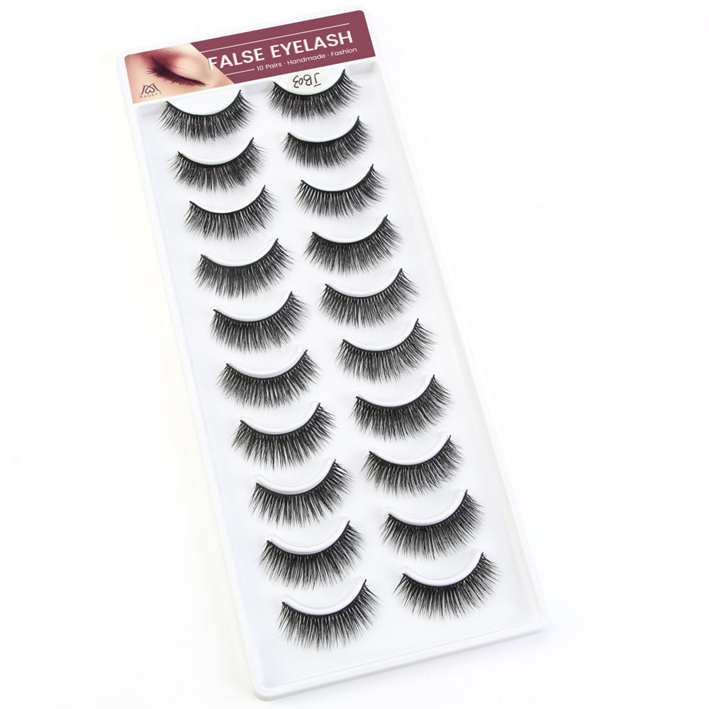 MAGEFY Bộ 10 Cặp Lông Mi Giả/kiểu dáng có thể tái sử dụng10 PCS Fashion Eyelashes Lông mi giả tự nhiên lông mi mềm sợi tơi có độ cong sẵn 10 lông mi giả sợi  chất lượng cao