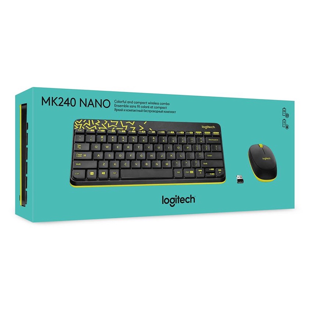 Bộ bàn phím chuột không dây Logitech MK240 Nano-Không dây 2.4Ghz