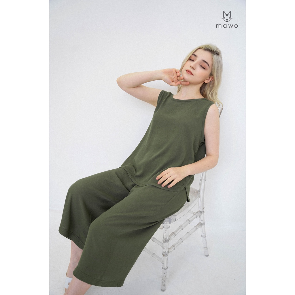 Đồ bộ nữ sát nách, quần lỡ Mawo chất liệu cotton nhăn cao cấp
