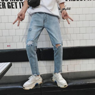 [QUẦN BAGGY JEAN] Baggy jean unisex rách gối B35