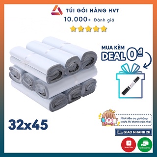 Túi gói hàng niêm phong, túi đóng hàng chuyển phát nhanh có sẵn keo dính NHỰA HVT size 32*45 màu trắng cao cấp