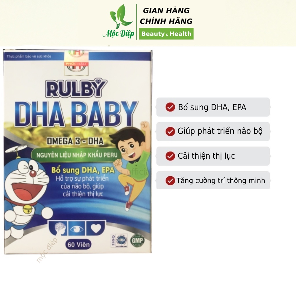 Viên uống bổ mắt bổ não cho bé từ 3 tháng tuổi Ruby DHA Baby Omega DHA tăng cường trí não - Mộc Diệp