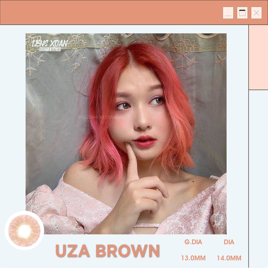 KÍNH ÁP TRÒNG UZA BROWN- HERA : LENS NÂU CAM TÂY KHÔNG VIỀN | LENS XOẮN