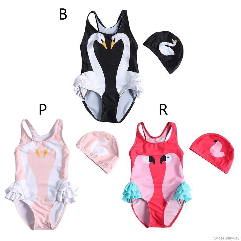 Đồ bơi một mảnh in hình ngỗng dễ thương cho bé gái