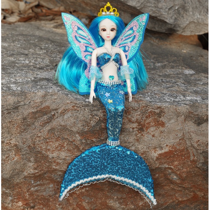 Búp Bê Nàng Tiên Cá Có Cánh 14 Khớp  + Tặng Tiên Cá Nhỏ Xinh