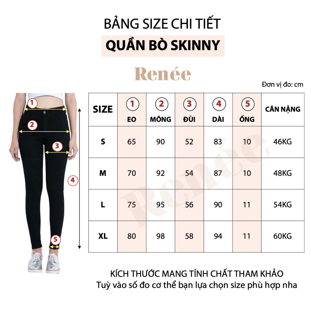 Quần jean nữ RENEE quần bò skinny ôm chất đẹp siêu co giãn 1 cúc - QB54 | BigBuy360 - bigbuy360.vn