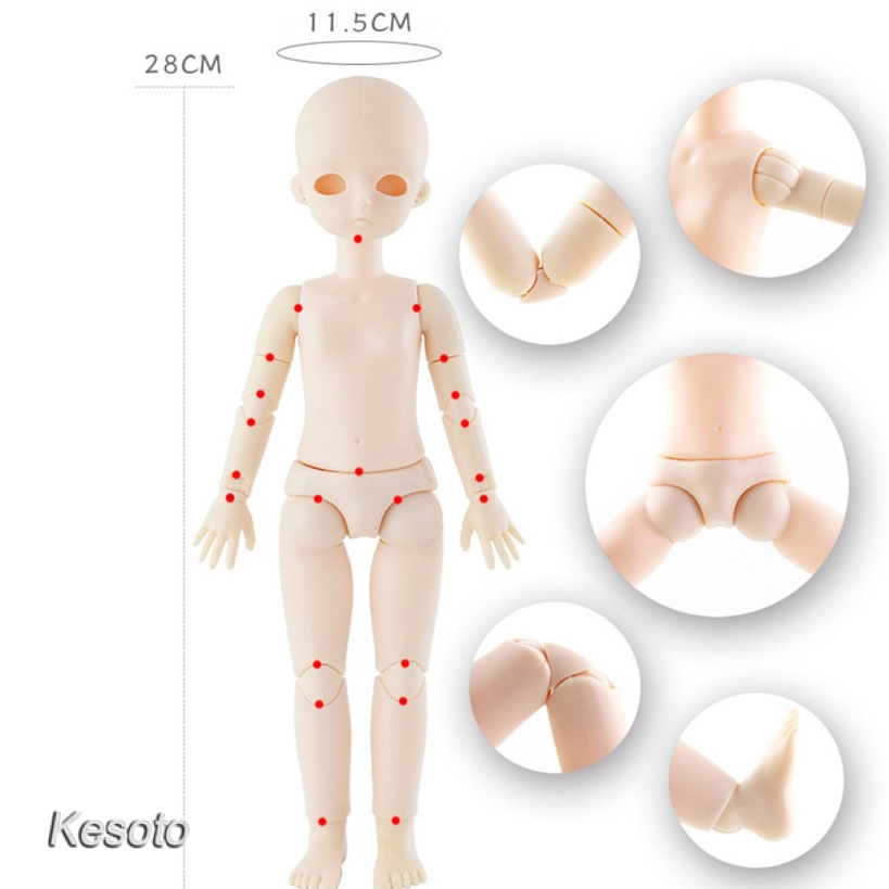 [KESOTO] 21 Movable Joint 28cm BJD Doll Naked Fashion Hair Shoes DIY Normal Skin