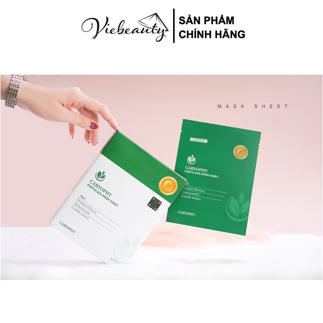Mặt Nạ Cấp Ẩm Giảm Mụn Đầu Đen Caryophy Portulaca Mask Sheet 3IN1 22g - Khongcoson