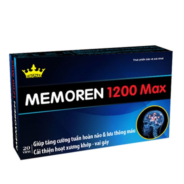 Viên bổ não Memoren 1200 Max Kingphar – Hỗ trợ hoạt huyết dưỡng não, tăng tập trung, giảm căng thẳng (Hộp 20 viên)