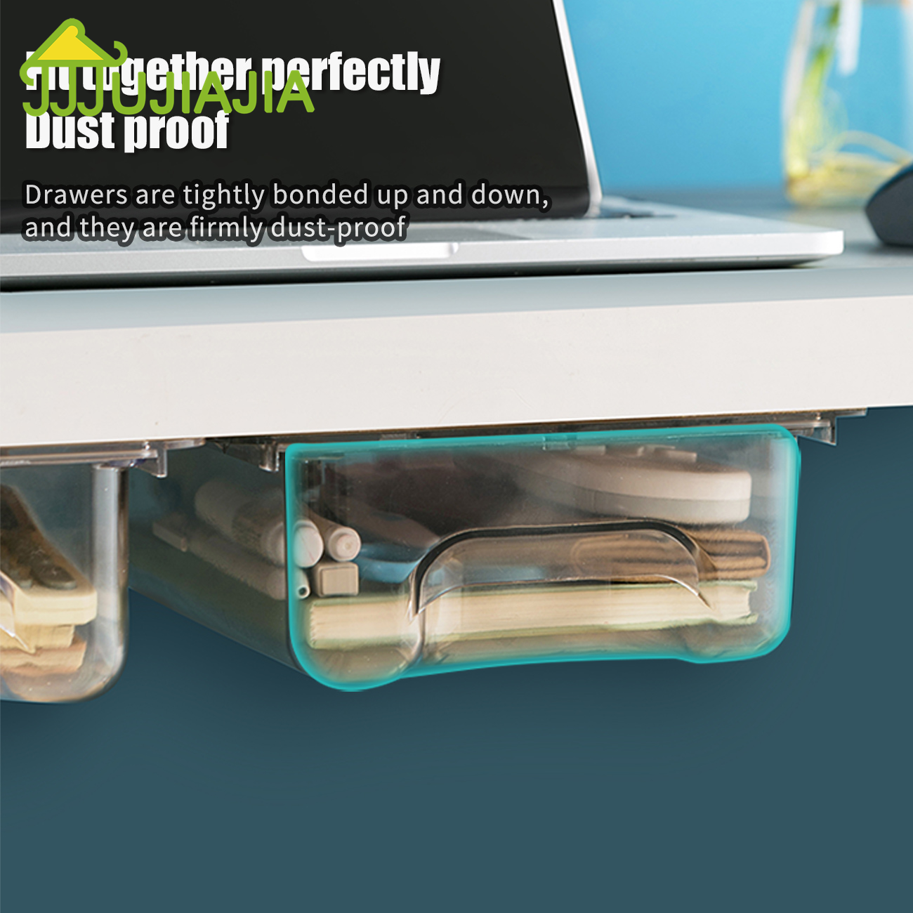 JUJIAJIA Large Capacity Transparent Dust Proof Free Punch Storage Drawer under Desk