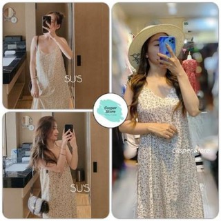 Váy Hai Dây Hoa Nhí Cam ⚡ Casper.Store | FREESHIP | ⚡ Váy hai dây dáng suông họa tiết hoa nhí Ulzzang  ྇