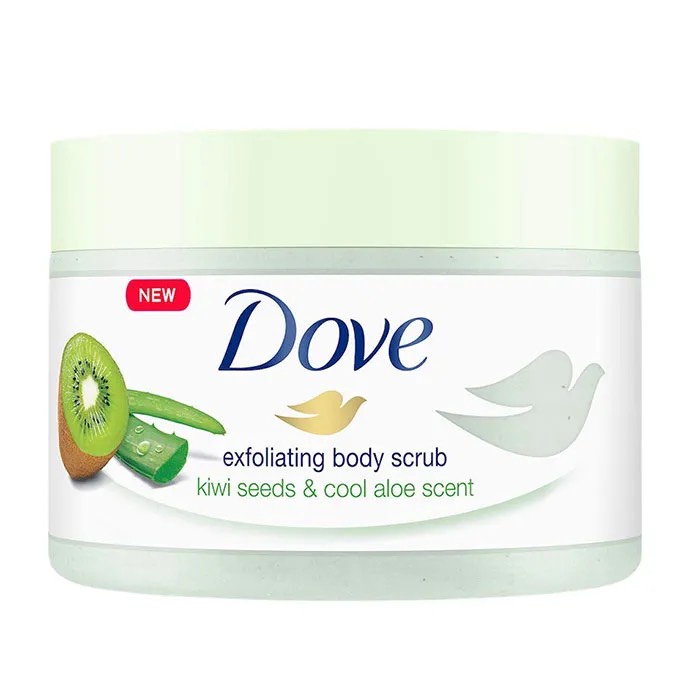 Tẩy Tế Bào Chết Dove Exfoliating Body Scrub Macadamia &amp; Rice Milk|Kiwi Seeds &amp; Cool Aloe|Pomegranate Seeds &amp; Shea Butter