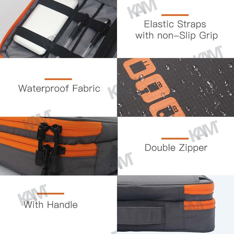 Kam Túi Đựng Dây Cáp Kỹ Thuật Số Hai Tầng Sức Chứa Lớn Đa Chức Năng Sắp Xếp Gọn Gàng Cho Ipad Tai Nghe Sạc