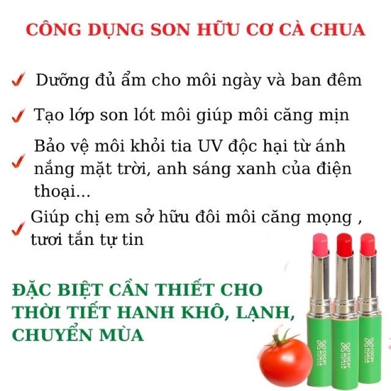 Son dưỡng cà chua hữu cơ 3M Cocayhoala - Dưỡng môi an toàn cho mẹ