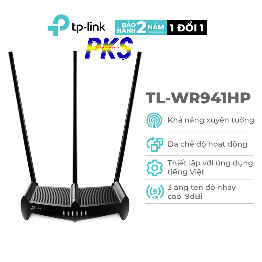 Bộ định tuyến Wifi công suất cao TP-Link TL-WR941HP - Router Wifi 941N 3 anten chính hãng - Dũng sĩ xuyên tường