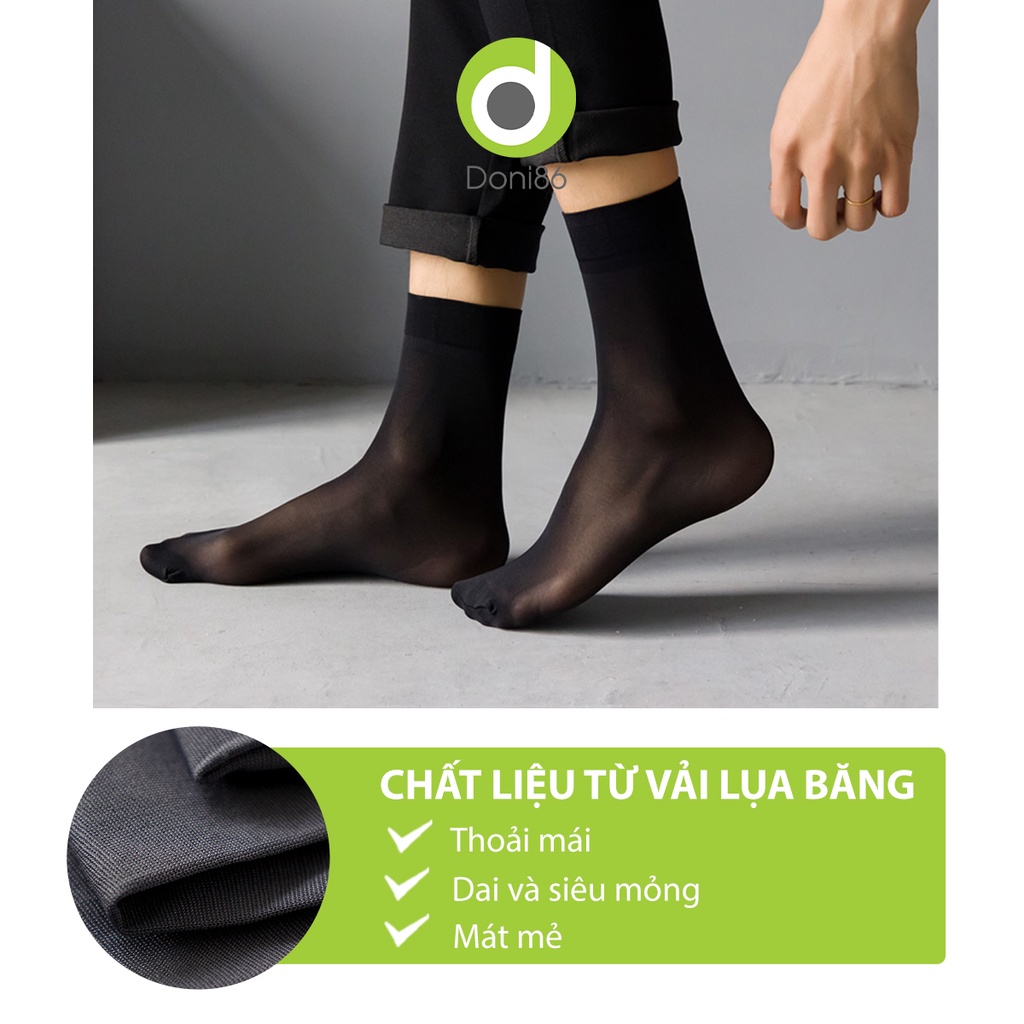 Combo 5 10 đôi vớ da PE dạng trơn, lụa siêu mỏng, thoáng mát, co giãn tốt, thấm hút mồ hôi - Doni - DOPK221